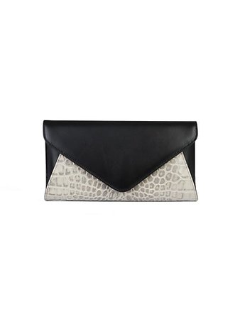 Saks Fifth Avenue Made in Italy Snakeskin-Embossed Leather Envelope Clutch on SALE | Saks OFF 5TH
