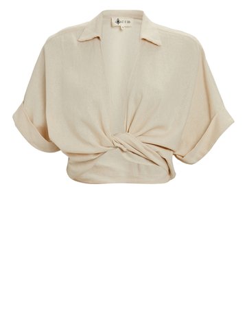 Just Bee Queen Chiara Cropped Tie-Back Shirt | INTERMIX®