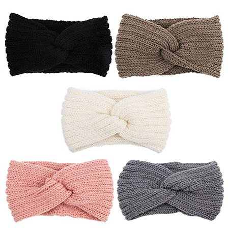 Amazon.com: Aoprie Knit Wide Headband for Winter 5 Pieces Women Ear Warmers Truban Headbands Thick headbands for Women Girls, Black Gray White Pink Brown : Everything Else