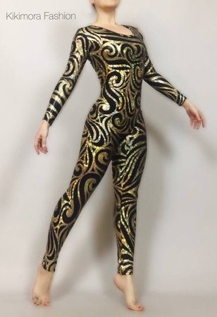 black and gold catsuit