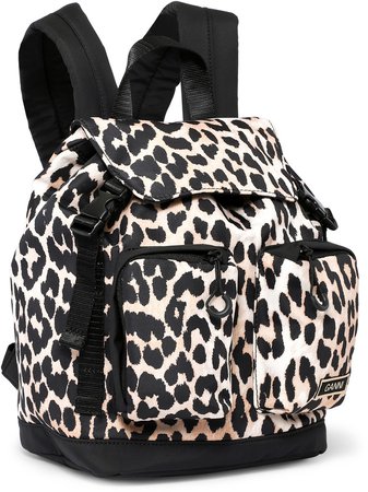 Small Leopard Print Recycled Tech Fabric Backpack