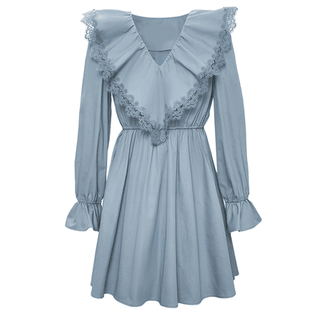 JESSICABUURMAN – HILMA V-Collar Bell Sleeves Ruffled Mini Dress