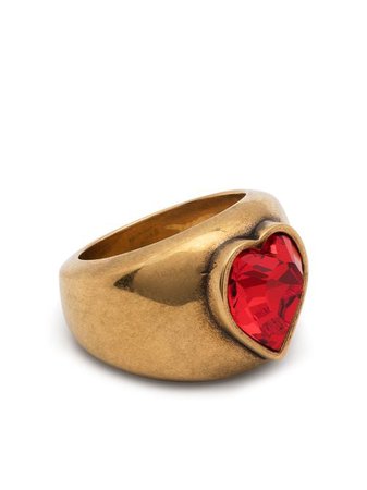 Balenciaga gemstone-embellished heart ring gold 644266TZ12J - Farfetch