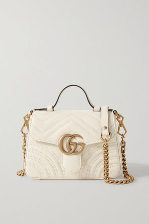 White GG Marmont mini quilted leather shoulder bag | Gucci | NET-A-PORTER