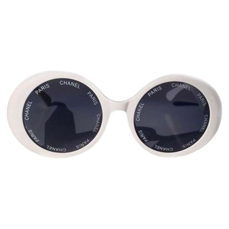 Chanel White Rare 1993 Spring Summer Runway Vintage Sunglasses For Sale at 1stDibs