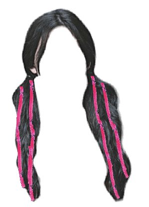 black pigtails with pink extensions - Draculaura hair (yes it looks bad; sorry 🤡)