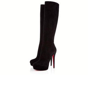 Christian Louboutin Black Platform Thigh High Over Knee Heel Lady Alti Red Sole Toe Italy Suede Boots/Booties Size EU 41 (Approx. US 11) Regular (M, B) - Tradesy