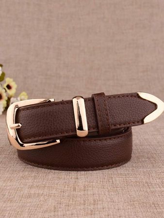 1pc Women Litchi Embossed Fashion Versatile Metal Buckle Belt For Daily Life | SHEIN