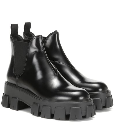 Leather Ankle Boots - Prada | Mytheresa