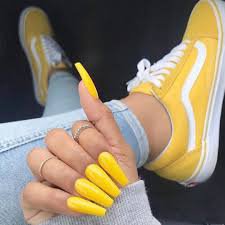 yellow aesthetic acrylic nails - Google Search