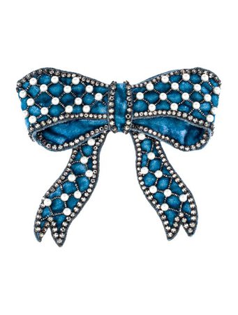 Gucci Fabric, Crystal & Faux Pearl Bow Brooch - Brooches - GUC287573 | The RealReal