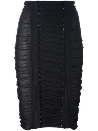 balmain dress kim kardashian, Black lace-up pencil skirt from Balmain Women Skirts , cheapest balmain jeans UK Cheap Sale