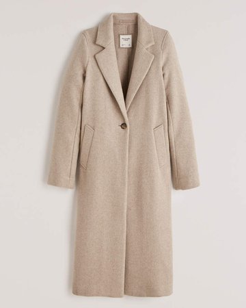 Tan Women's Calf-Length Wool-Blend Coat | Women's New Arrivals | Abercrombie.com