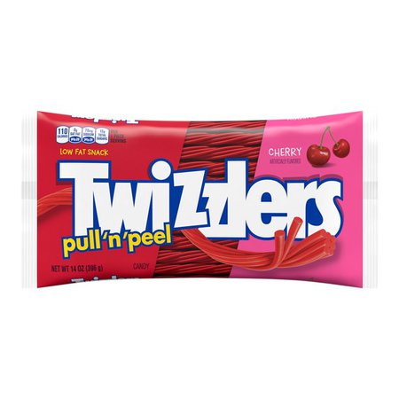TWIZZLERS, PULL 'N' PEEL Cherry Flavored Chewy Candy, Low Fat, 14 oz, Bag - Walmart.com