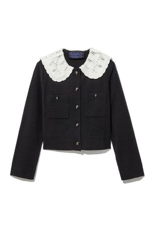 Lucky Chouette Sailor Collar Cropped Cardigan