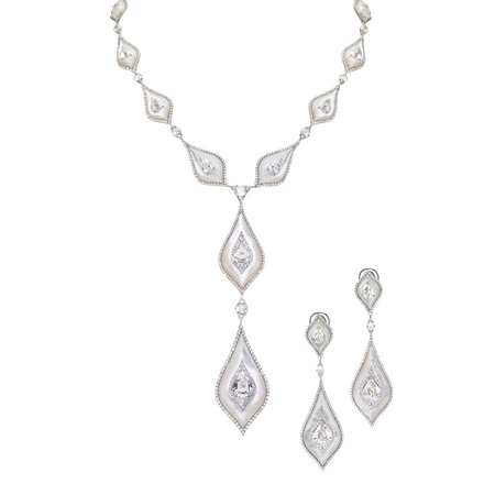 Boghossian, Diamond and mother-of-pearl pearl necklace and earrings set