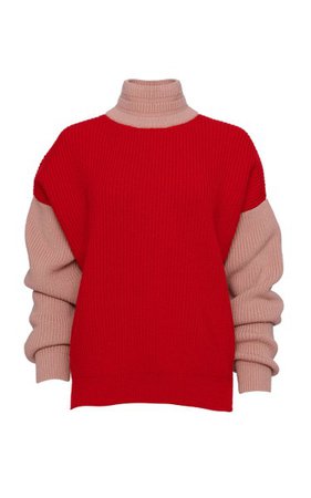 Two-Tone Wool-Blend Turtleneck Sweater By Brandon Maxwell | Moda Operandi