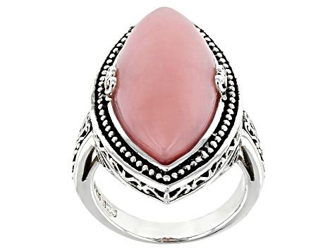 Pink opal rhodium over silver solitaire ring - MQH078 | JTV.com