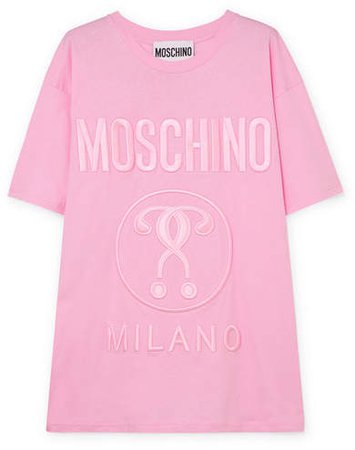Oversized Embroidered Cotton-jersey T-shirt - Pink