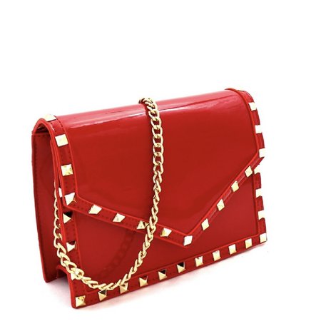 Gold Studded Red Bag
