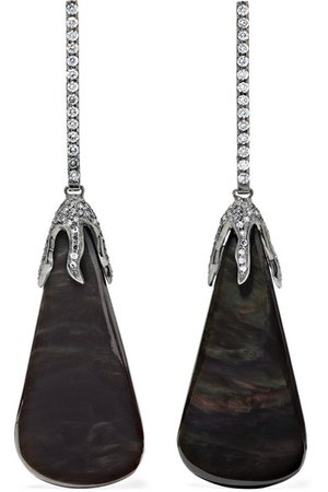 Kimberly McDonald | 18-karat blackened white gold, velvet obsidian and diamond earrings | NET-A-PORTER.COM