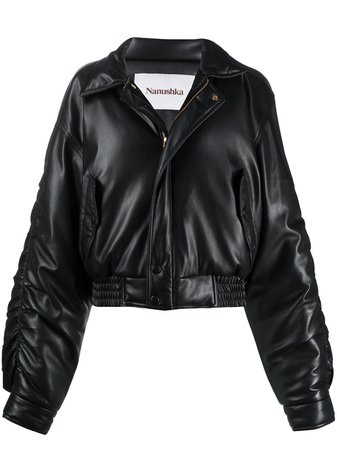 Nanushka Aida vegan leather bomber jacket black NW21RSJK00199 - Farfetch