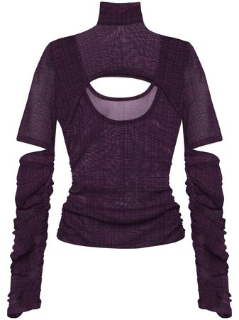 Shop purple Eckhaus Latta check print cut-out detail top with Express Delivery - Farfetch