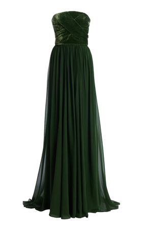 Silk And Velvet Cape-Detailed Gown By Elie Saab | Moda Operandi