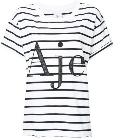 Aje sequin embellished logo striped T-shirt