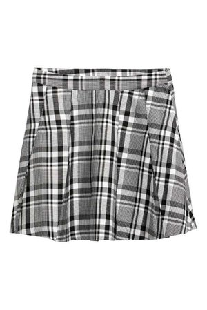 Pleated Skirt - Black/white checked - Ladies | H&M CA