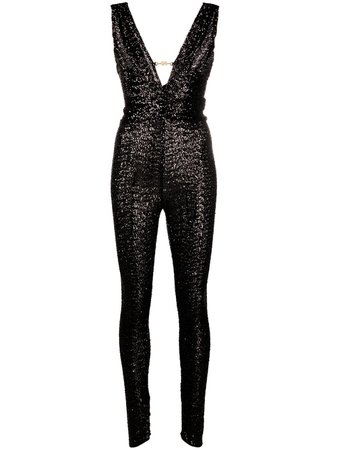 Elisabetta Franchi slim-cut sequin jumpsuit black TU25811E2 - Farfetch