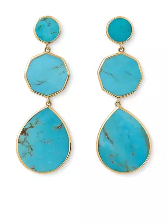IPPOLITA 18kt yellow gold Polished Rock Candy Crazy 8's 3 turquoise drop earrings