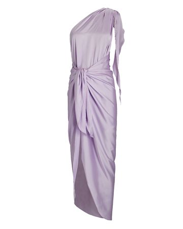 Baobab Marea Satin One-Shoulder Dress In Purple | INTERMIX®