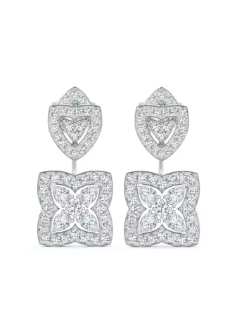 De Beers Jewellers 18kt White Gold Enchanted Lotus Diamond Drop Earrings - Farfetch