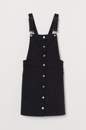 Cotton Twill Overall Dress - Black - Ladies | H&M US