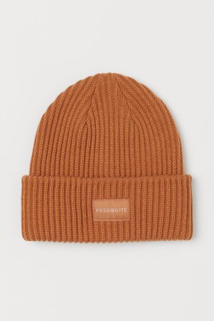 Rib-knit Hat - Orange