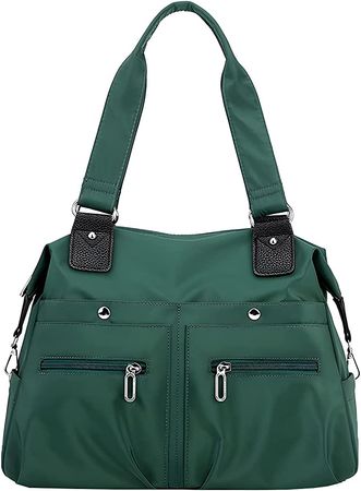 2023 Large Capacity Waterproof Multi Pocket Nylon Shoulder Bag, Lightweight Shoulder Hangbags Purse for Work, Travel (Dark Green) : Amazon.ca: Clothing, Shoes & Accessories