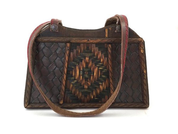 Basket Purse Vintage Gift for Her Boho Bohemian Bag Wood | Etsy