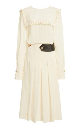 Belt-Detailed Ruffled Silk Midi Dress By Victoria Beckham | Moda Operandi