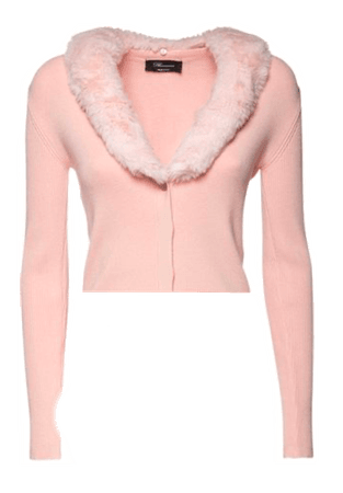 pink fur cardigan