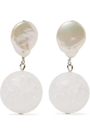 Anita Berisha | Structure silver pearl and quartz crystal earrings | NET-A-PORTER.COM
