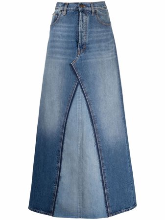 Shop Maison Margiela two-tone denim skirt with Express Delivery - FARFETCH