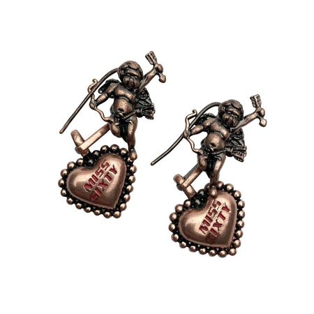miss sixty copper hearts and cherubs earrings