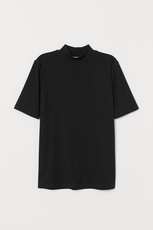 Top with Stand-up Collar - Black - Ladies | H&M US