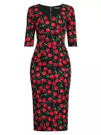 Shop Dolce&Gabbana Cherry Midi Dress | Saks Fifth Avenue