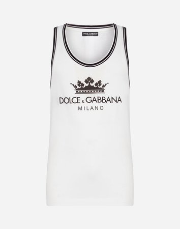 T-shirts and Polo for Men | Dolce&Gabbana - COTTON TANK WITH PRINT