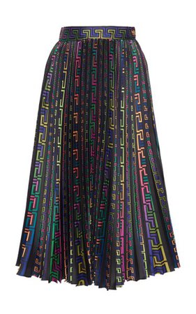 Pleated Printed Faille Skirt By Versace | Moda Operandi
