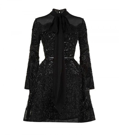 Elie Saab Embellished Bell Sleeve Dress Womens Dresses Black - Rose Victorian