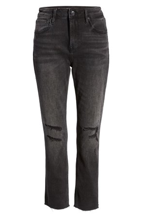Vigoss Stevie Ripped Crop Straight Leg Jeans (Washed Black) | Nordstrom