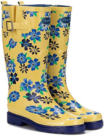 woman rain blue and yellow boots - Google Search